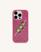Olive Skewer Rhinestone Phone Case – Pink