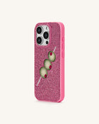 Olive Skewer Rhinestone Phone Case – Pink