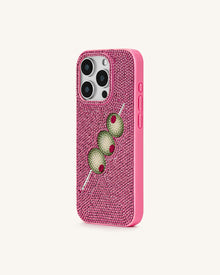 Olive Skewer Rhinestone Phone Case – Pink