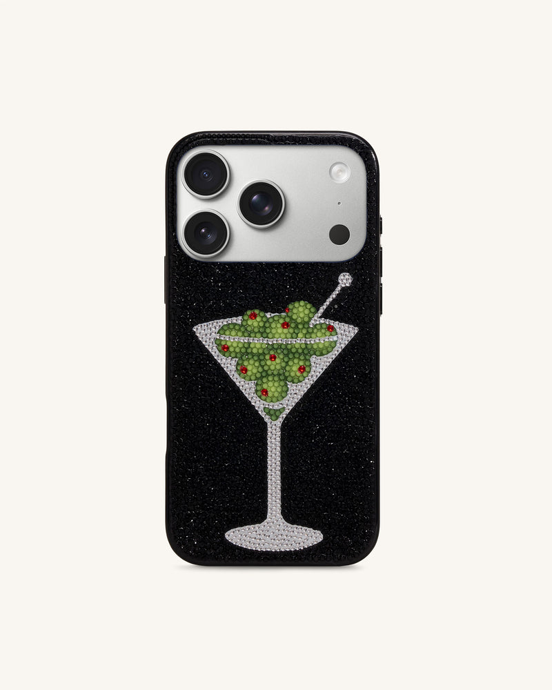 Olive Martini Artificial Crystal Phone Case - Black