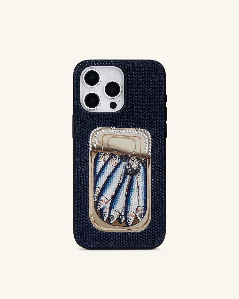 Sardine Tin Artificial Crystal Phone Case - Blue
