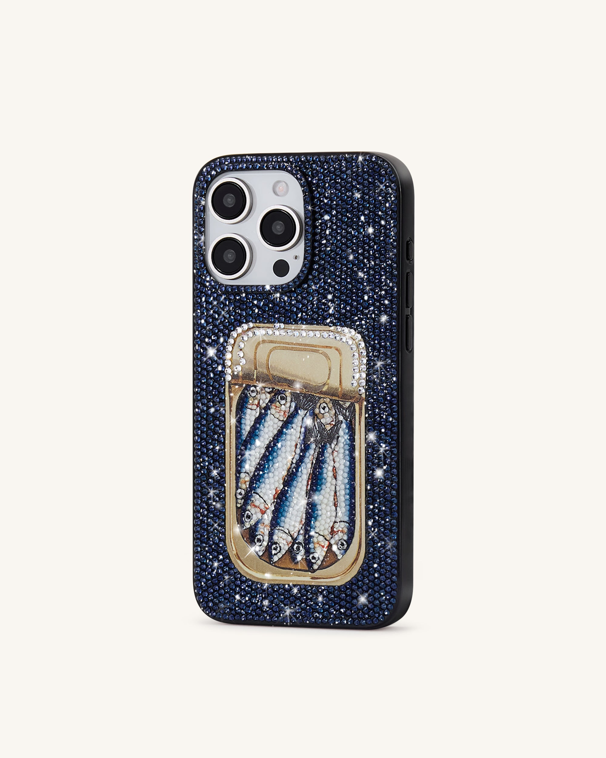 Sardine Tin Artificial Crystal Phone Case - Blue
