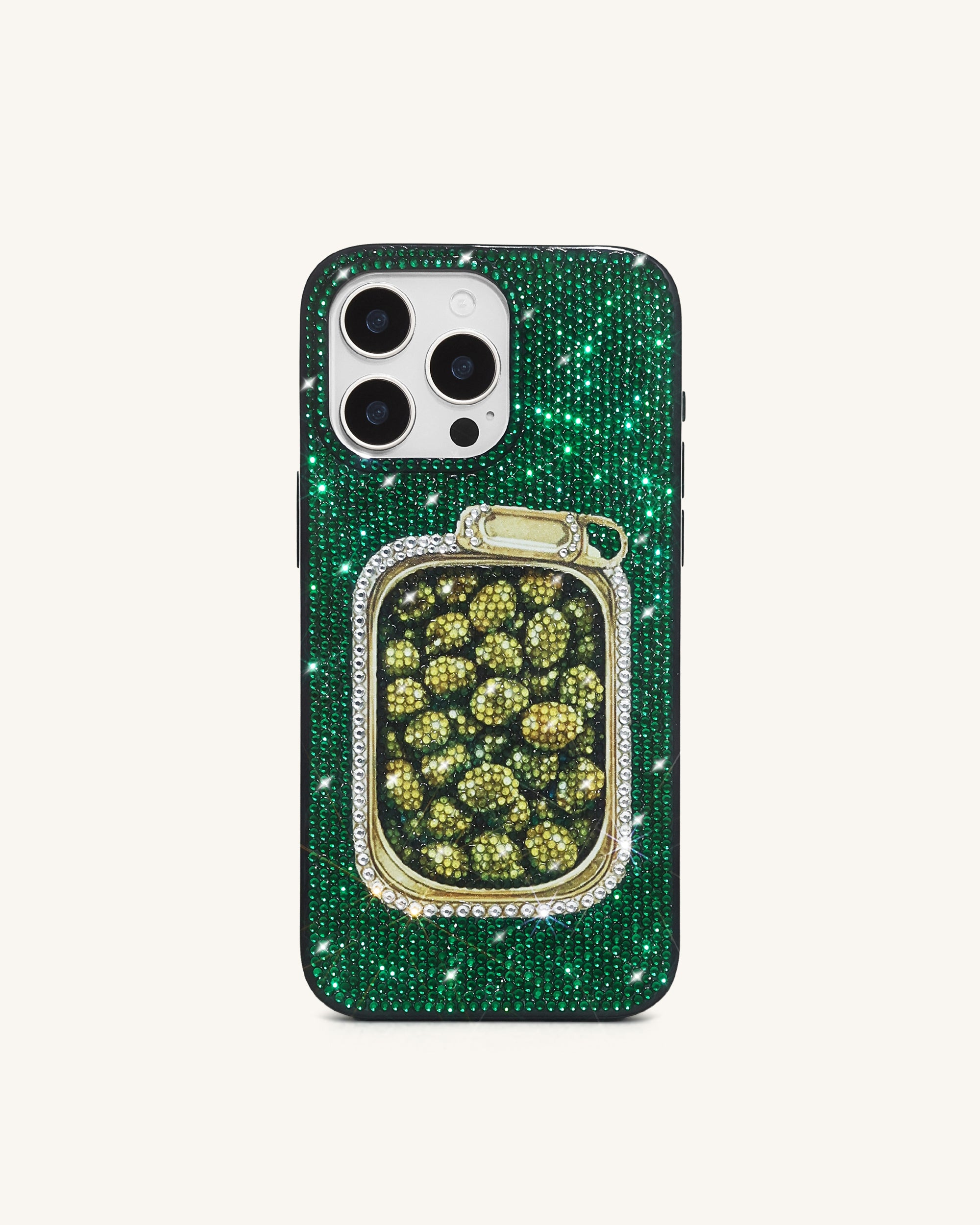 Olive Tin Artificial Crystal Phone Case - Green