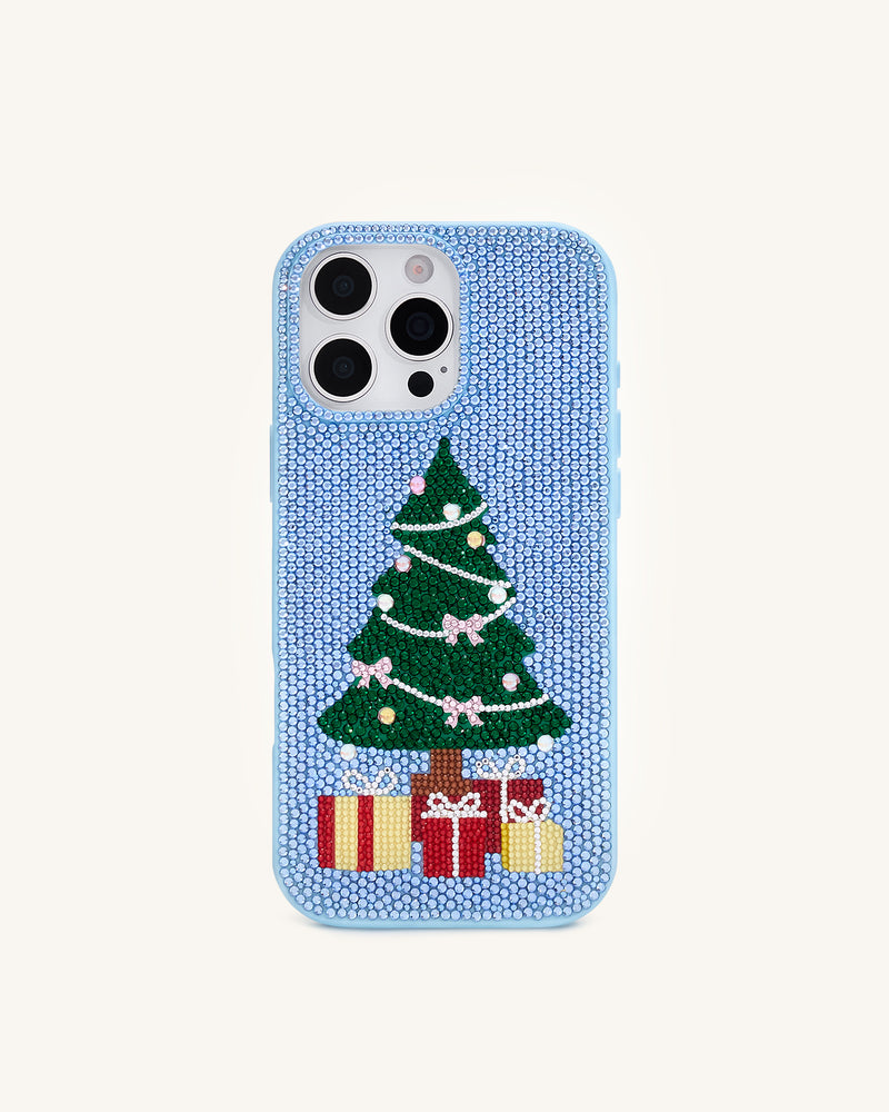 Christmas Tree Bling Phone Case - Light Blue