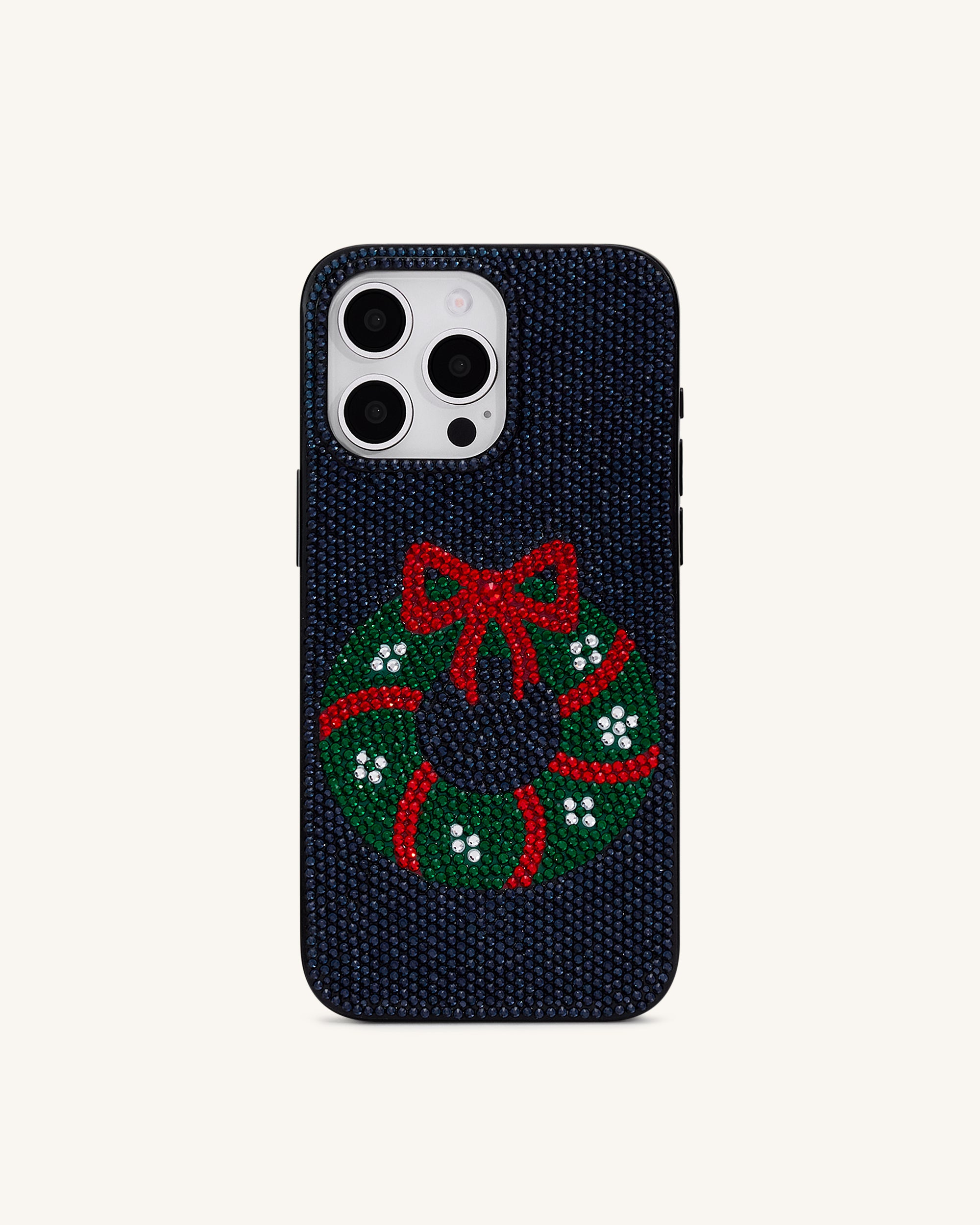 Holiday Wreath Bling Phone Case - Black