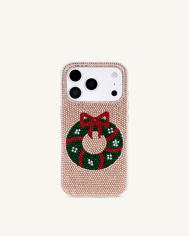 Holiday Wreath Bling Phone Case - Gold