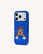 Rainbow Dog Artificial Crystal Phone Case - Blue