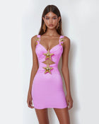 Mini Dress with Star Details - Pink