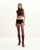 Odette Futuristic Heeled Bike Boots - Burgundy
