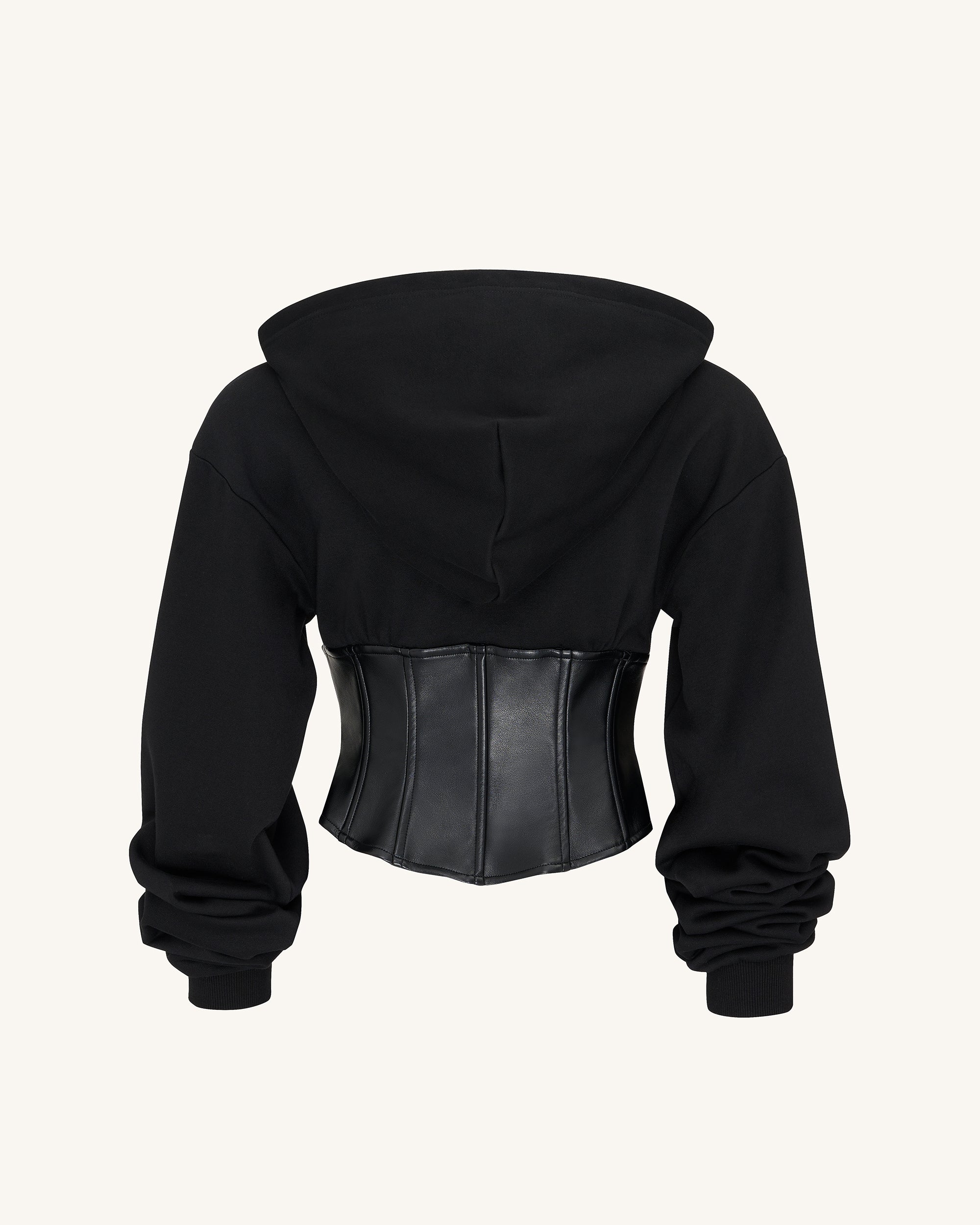 Valentina Structured Corset Hoodie Black - Main Image