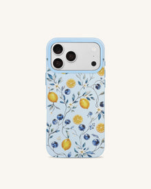 Fruity Blossom Blueberry Lemon Phone Case - Blue