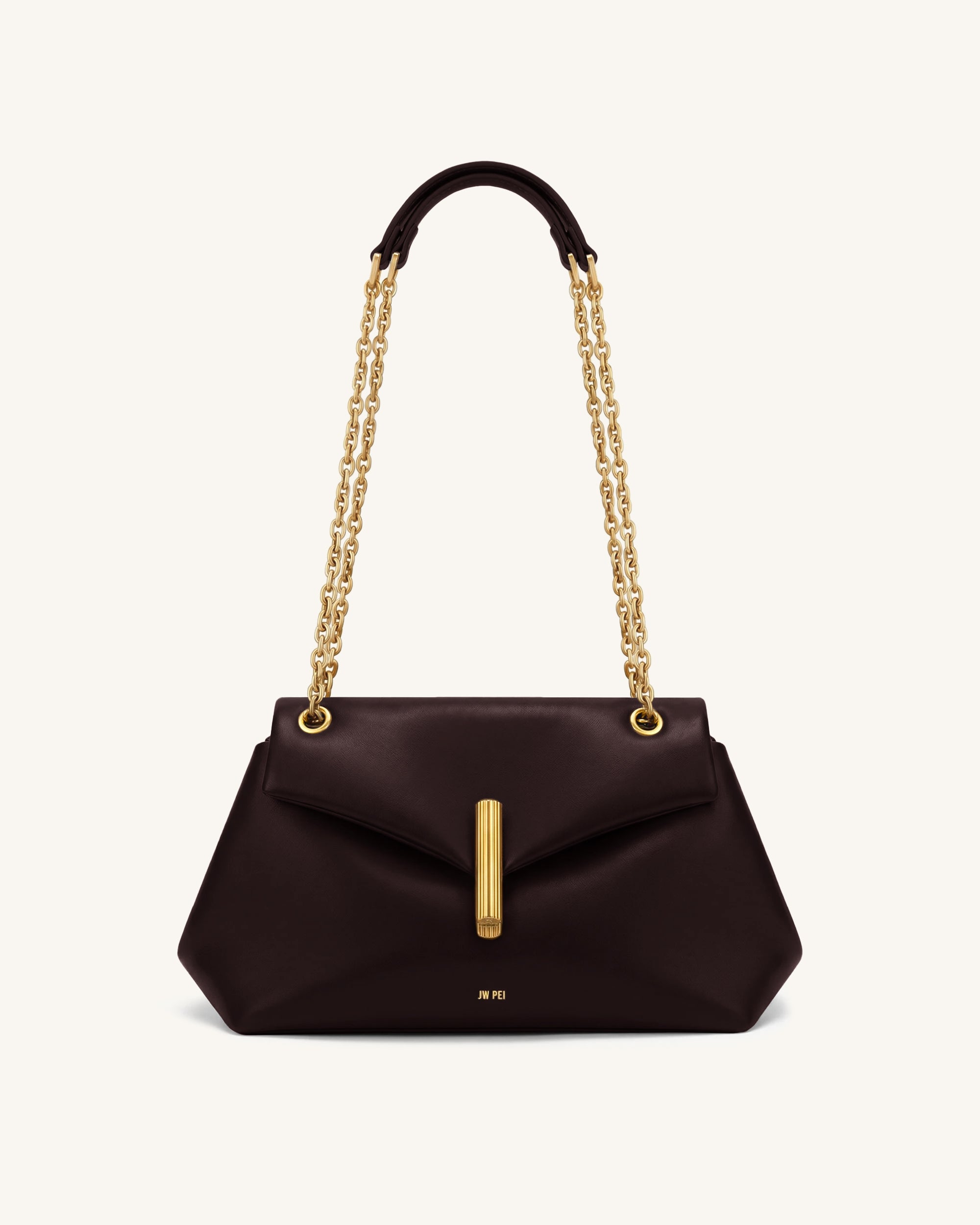 Valerie Chain Flap Shoulder Bag - Deep Brown