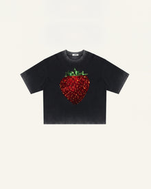 The Crystal Strawberry Graphic Tee - Faded Black