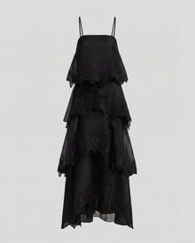Orchid Embroidered Layered Maxi Dress - Black