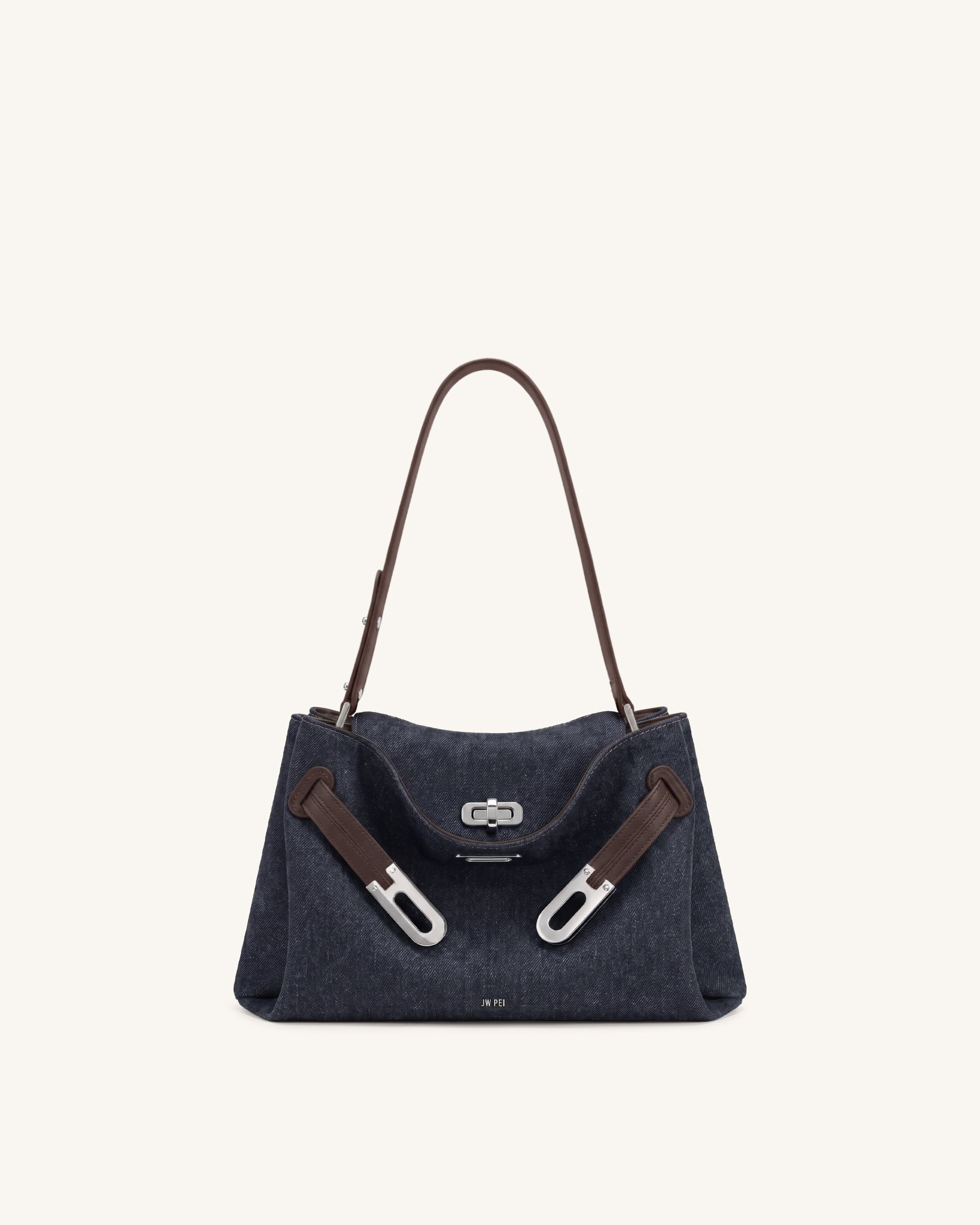 Rhea Double Buckle Shoulder Bag - Ink Blue Denim