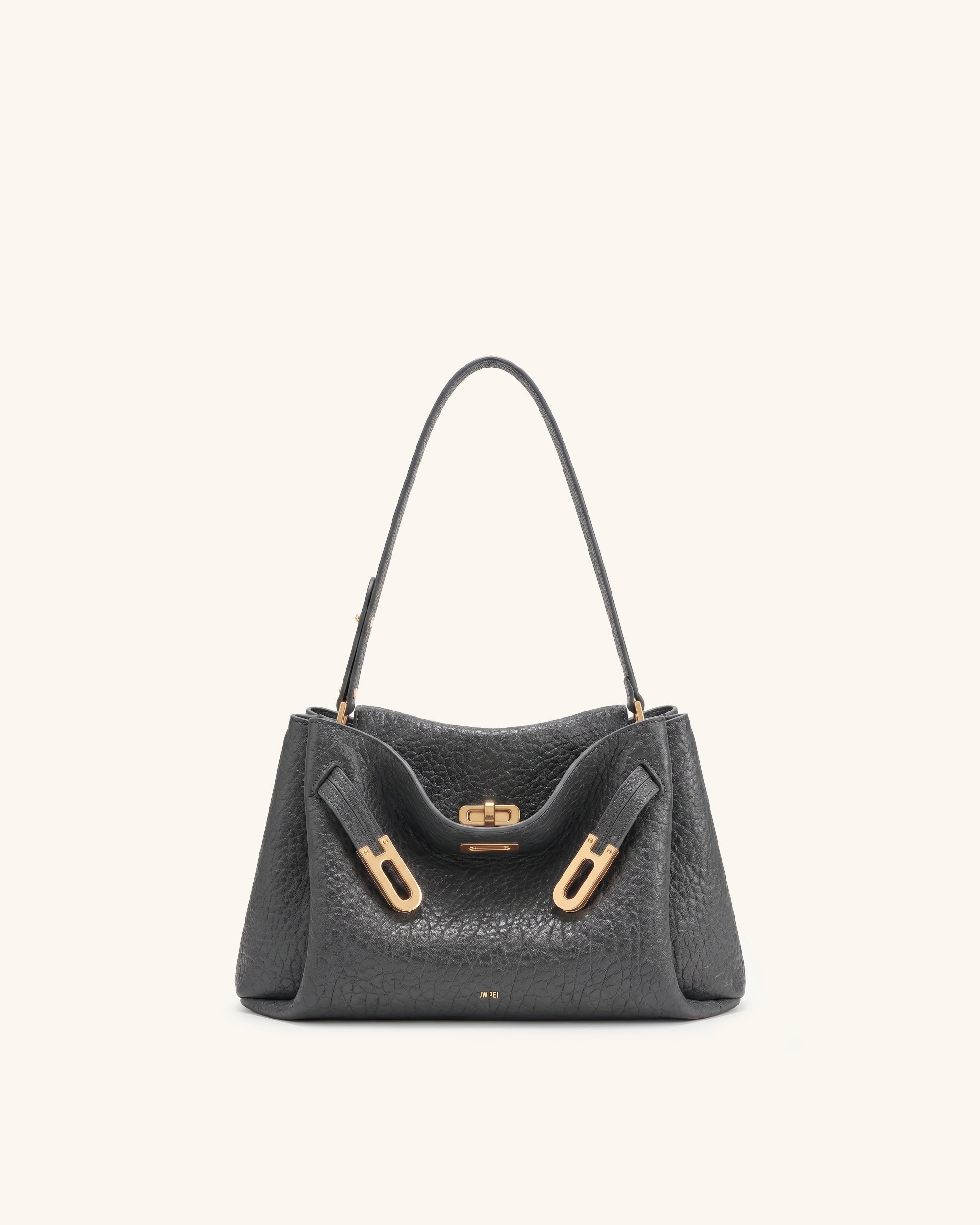 Rhea Double Buckle Shoulder Bag - Charcoal Grey
