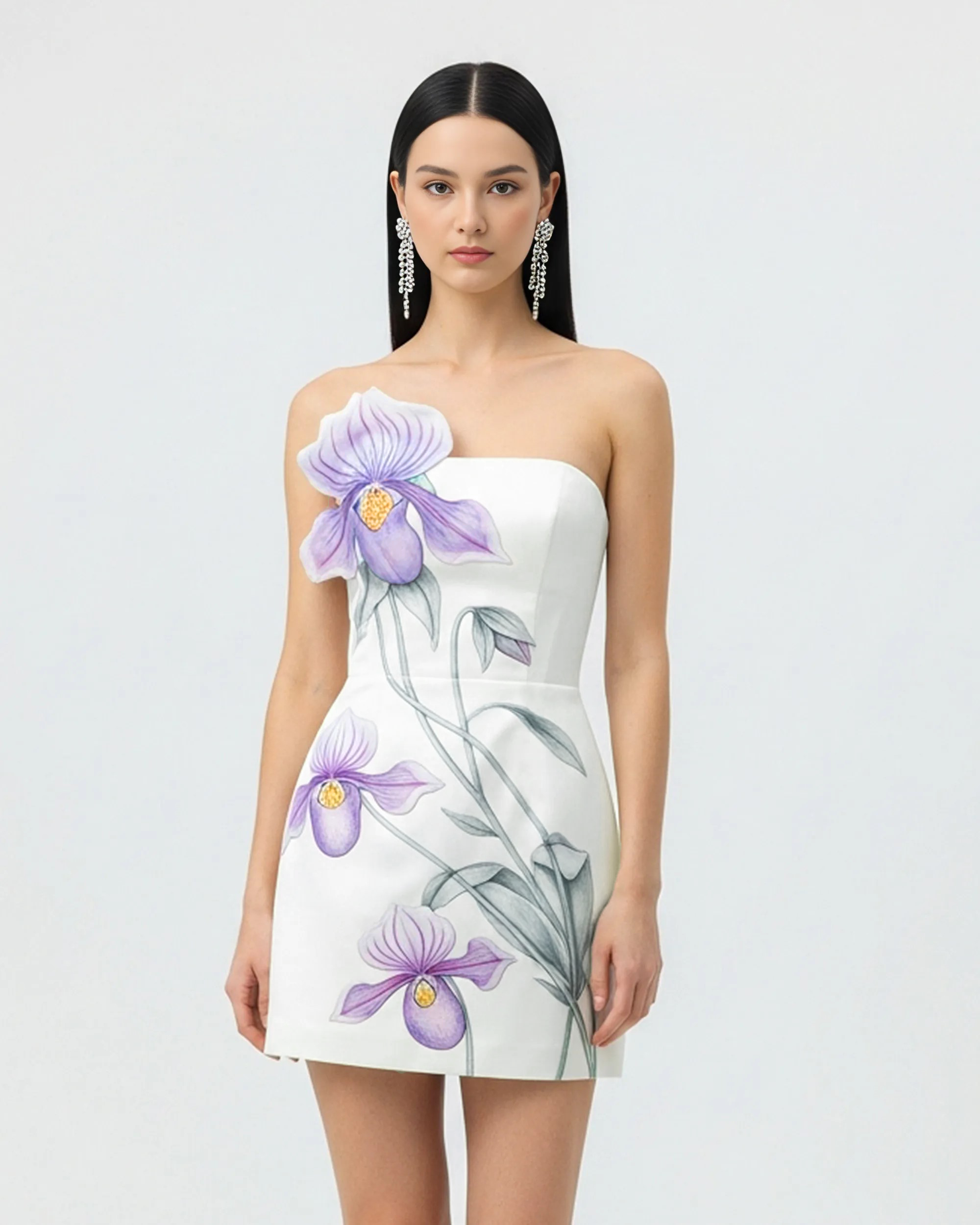 Slipper Orchid Appliqué Mini Dress Slipper Orchid Appliqué Mini Dress
