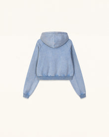 Dachshund Heart Acid Cropped Hoodie - Washed Sky