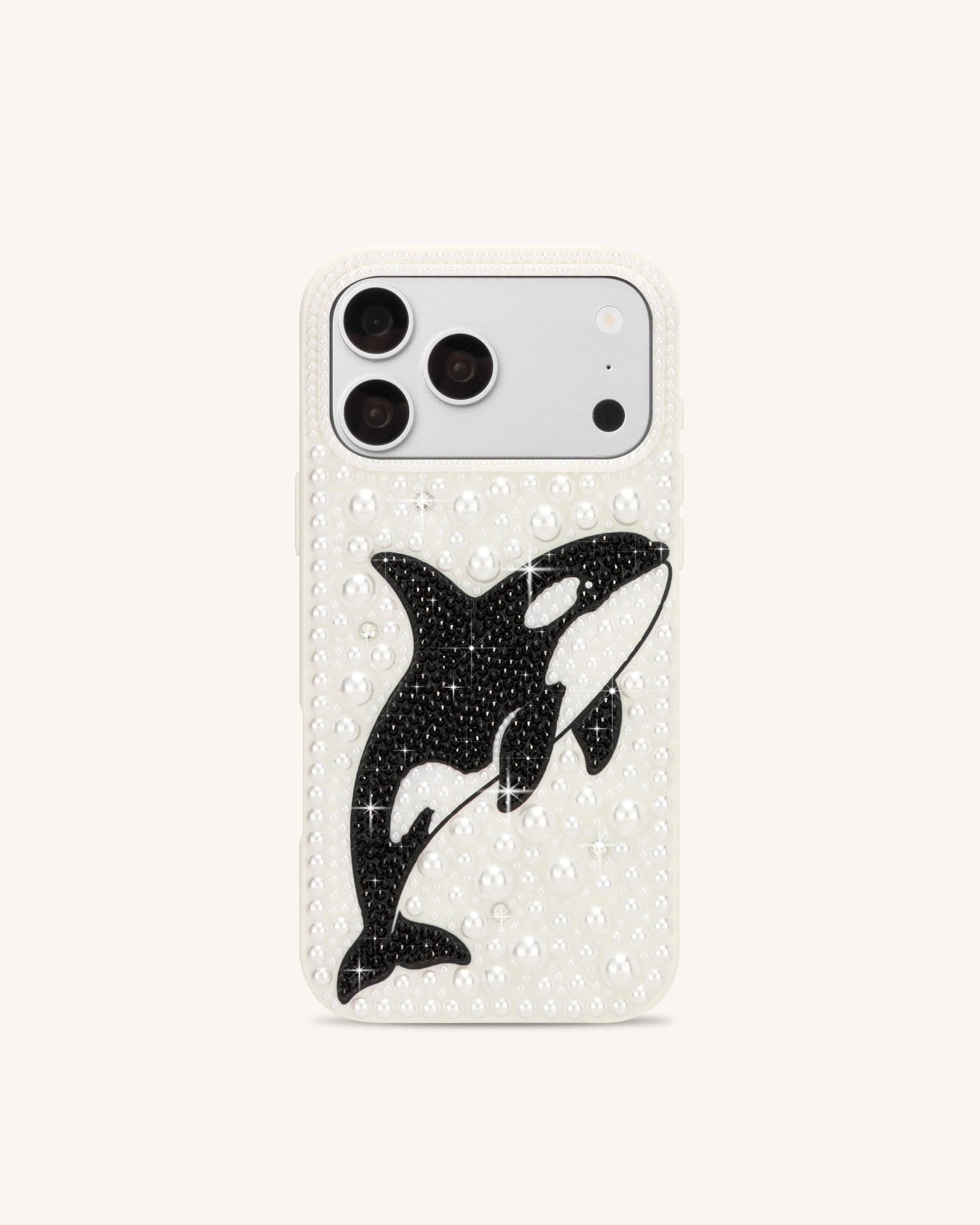 Orca Pearl Embellished Phone Case - White