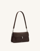 Amelie Front-Pocket Flap Shoulder Bag - Chocolate Brown