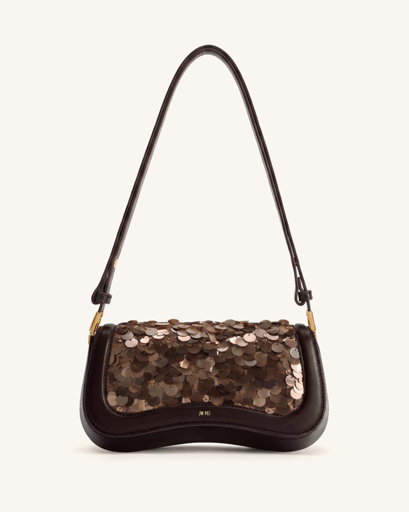 Joy Sequin Shoulder Bag - Mocha Brown