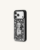 Pearl Artificial Crystal Puppy Phone Case - Black