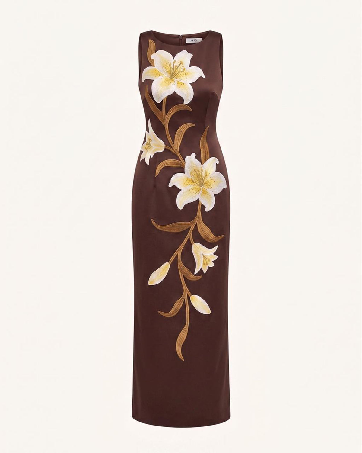 Lily Floral Print Sleeveless Column Maxi Dress - Brown