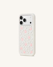 Pearl Star Embellished Phone Case - White