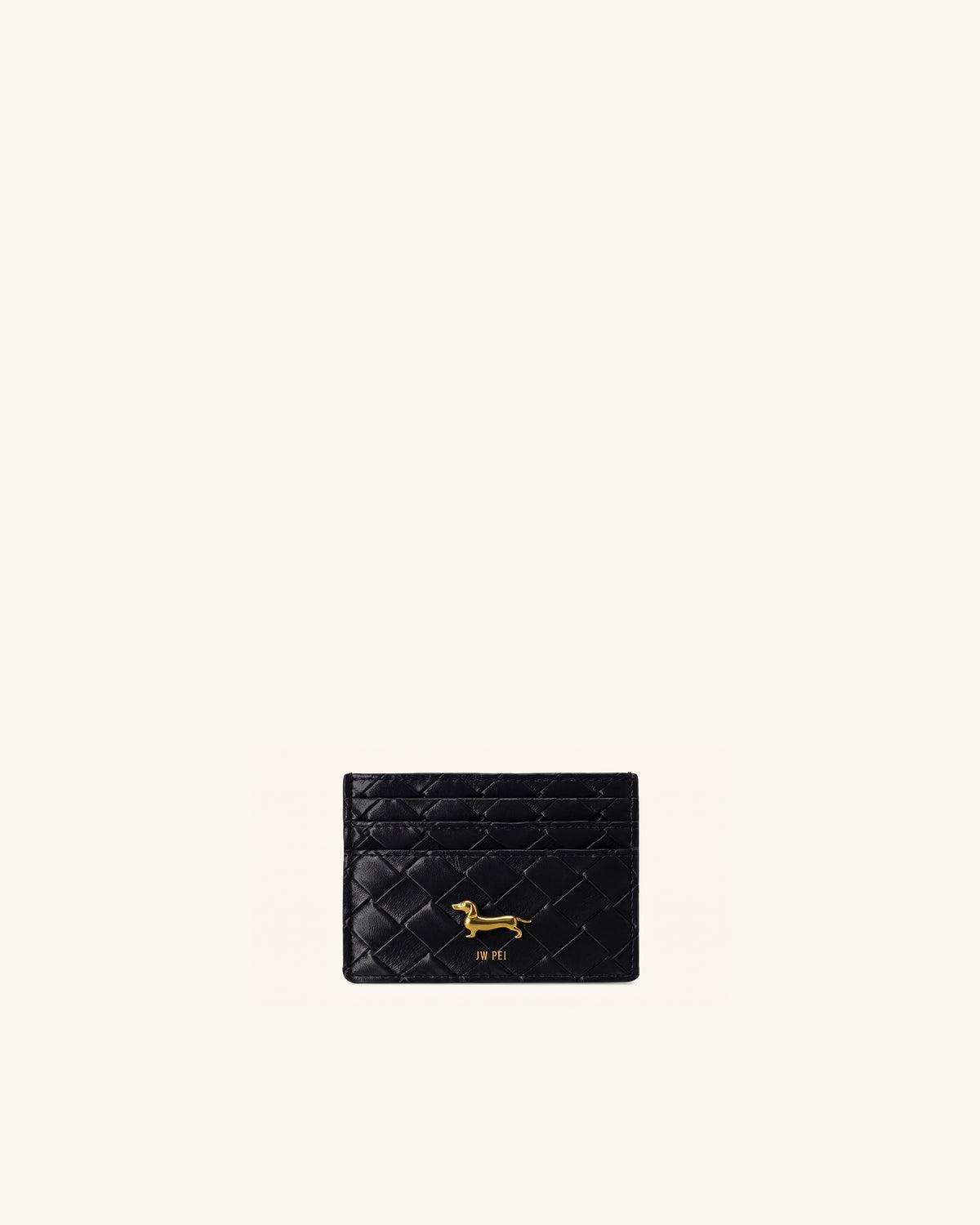 Maeve Woven Dachshund Metal Emblem Card Holder - Black