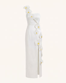 Orchid Embellished Cutout Slit Maxi Dress - White