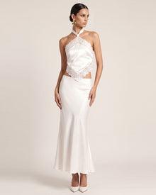 Orchid Embroidered Halter Top - White