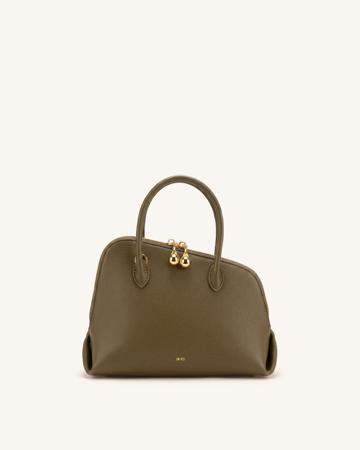 Nerina Pebbled Dome Top Handle Bag - Olive Gray Green
