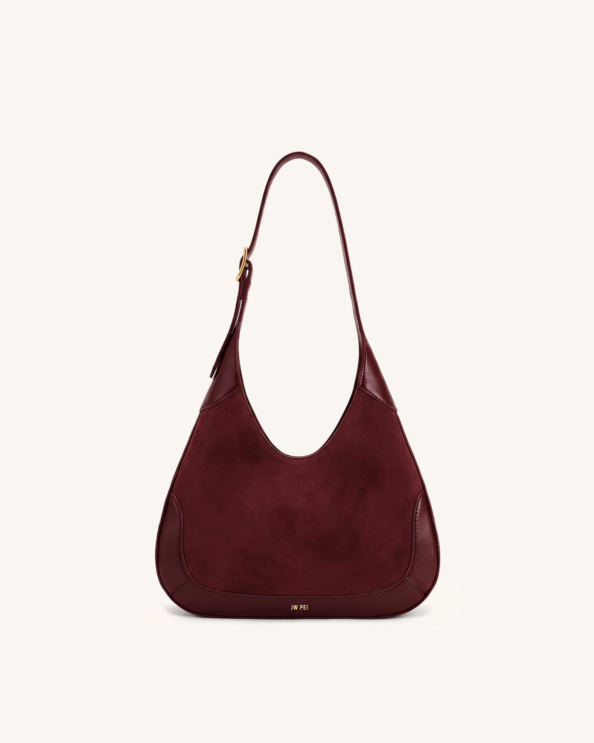 Willow Faux Suede Trim Hobo Bag - Claret
