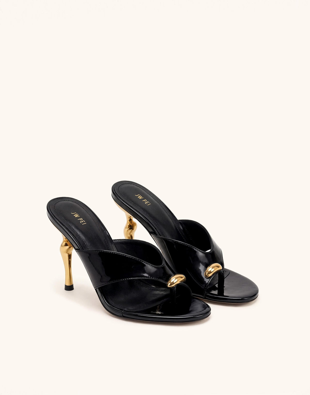 Noemi Cutout Square-Toe Metal Accent Sandals - Black