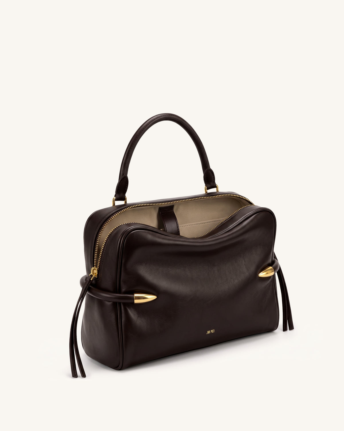 Callie Tusk Detail Shoulder Bag - Dark Brown