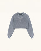 Angelic Dripping Crystal Wings Sweatshirt - Ash Cloud
