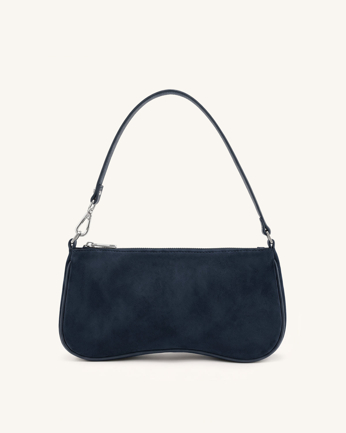 Eva Faux Suede Shoulder Handbag - Navy Blue