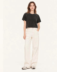 Distressed Raglan Cropped Tee - Faded Obsidian
