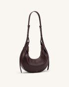 Sharon Crescent Crossbody Bag - Dark Brown