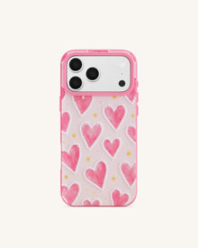 Pink Heart Pattern Phone Case - Pink