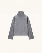 Embellished High Neck Jacket - Gray