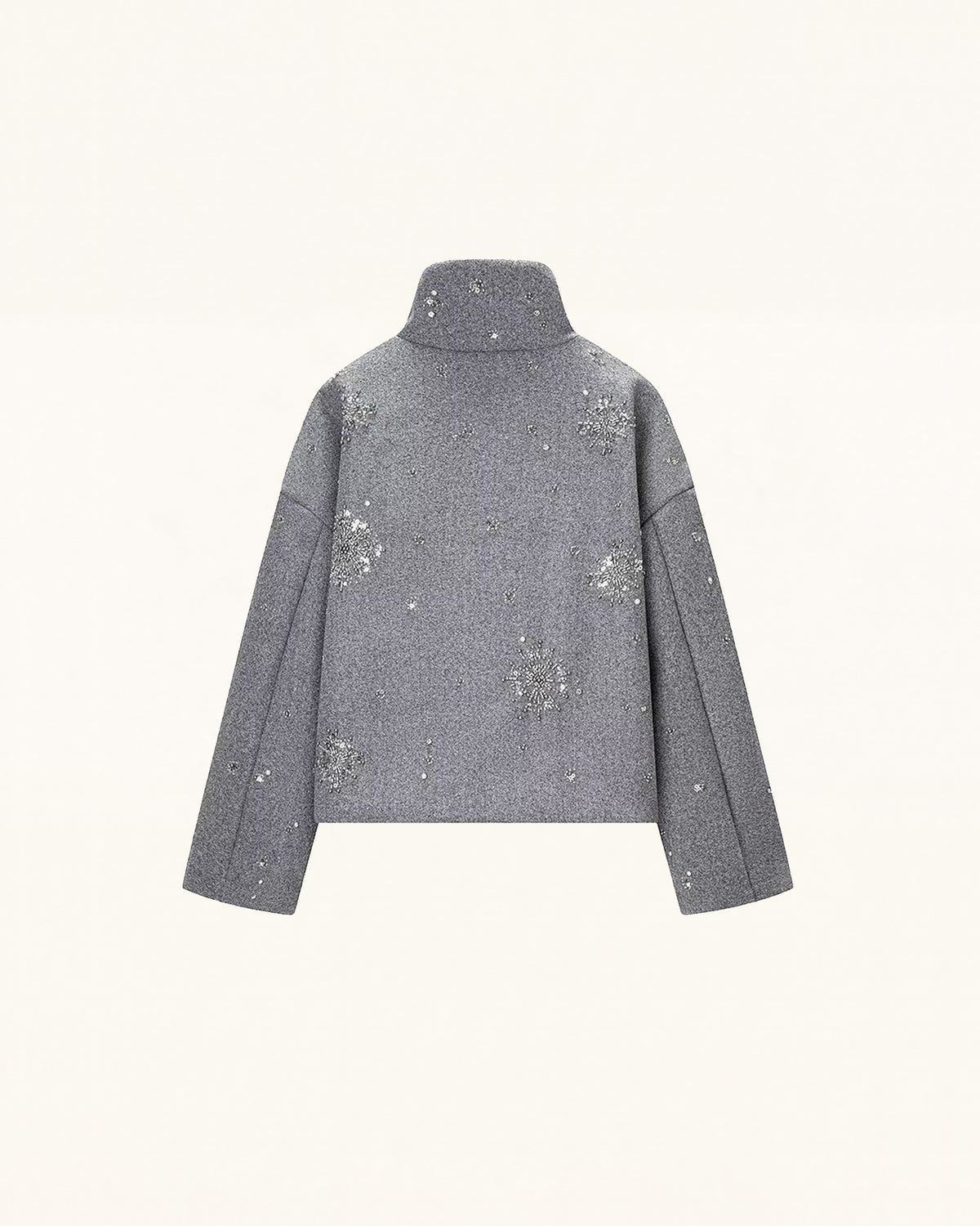 Embellished High Neck Jacket - Gray