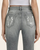 Seraphic Crystal Back Wing Bell Bottom Jeans - Smoke and Mirrors