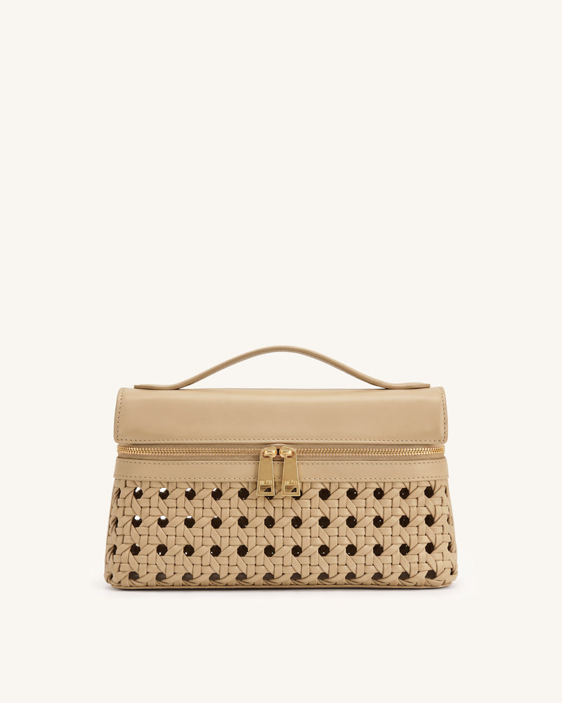 Thea Open-Woven Top Handle Bag - Yellow Brown