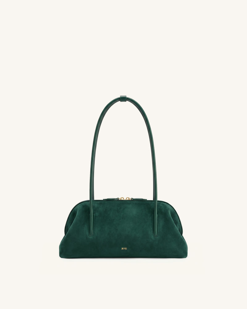Aveline Faux Suede Shoulder Bag - Dark Green