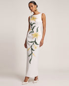 Lily Floral Print Sleeveless Column Maxi Dress - White
