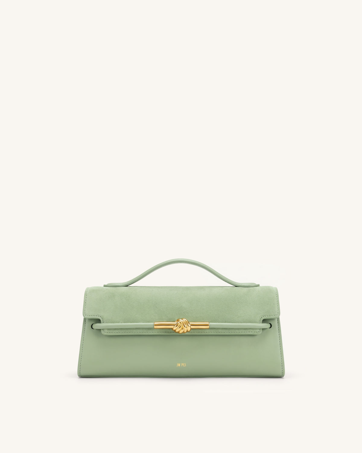 Lena Faux Suede Metal Rope Knot Top Handle Bag - Light Green