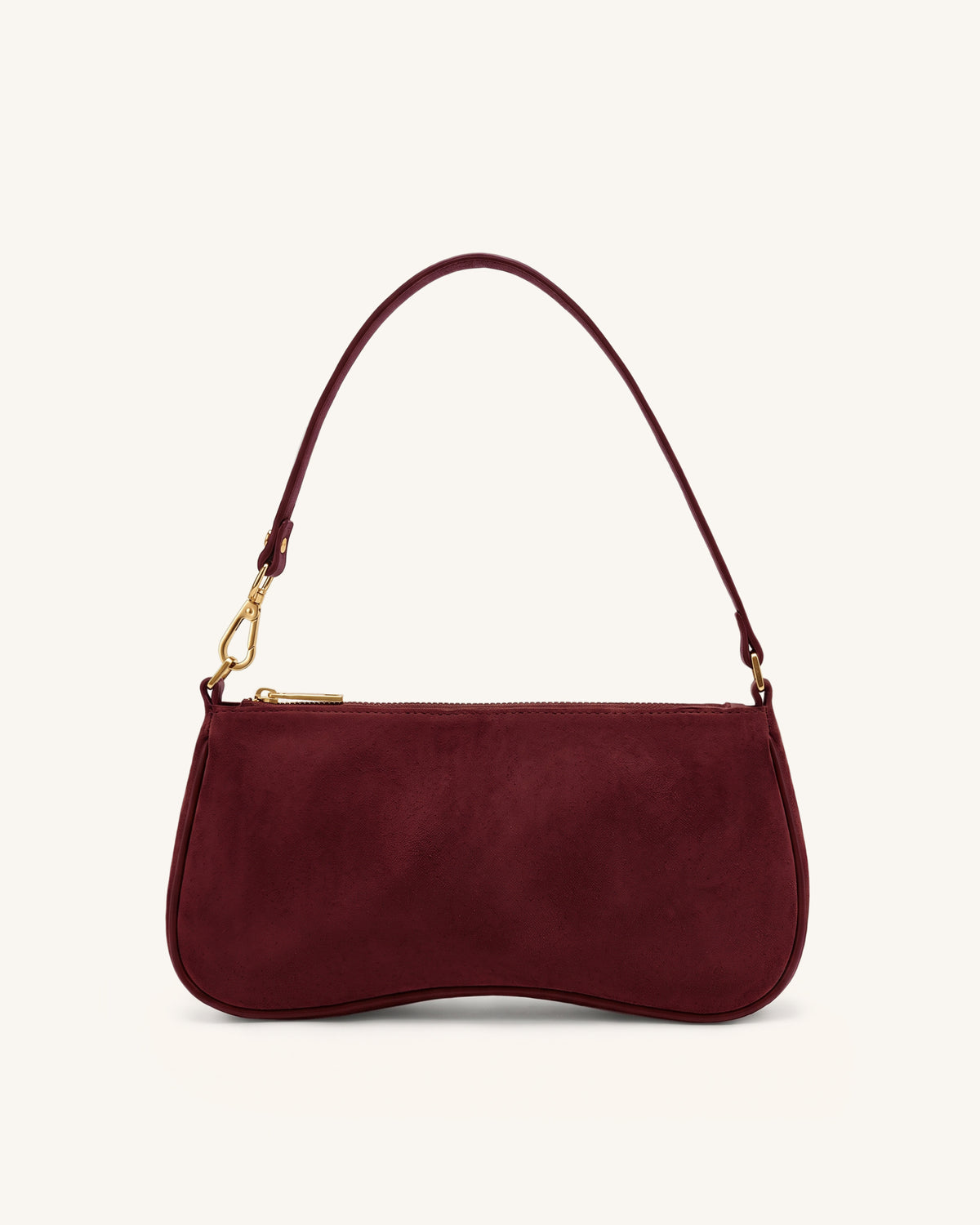 Eva Faux Suede Shoulder Handbag - Dark Red