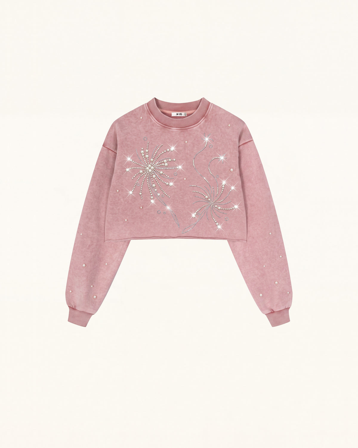 Sparkle Fireworks Cropped Sweatshirt - Bubblegum Pink