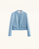Sequin Tweed Jacket - Light Blue